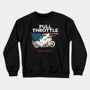 Full Throttle No Limits Motorcycle Drag Racing USA American Flag Crewneck Sweatshirt